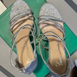 Lauren Lorraine Glittering Silver Block Heels